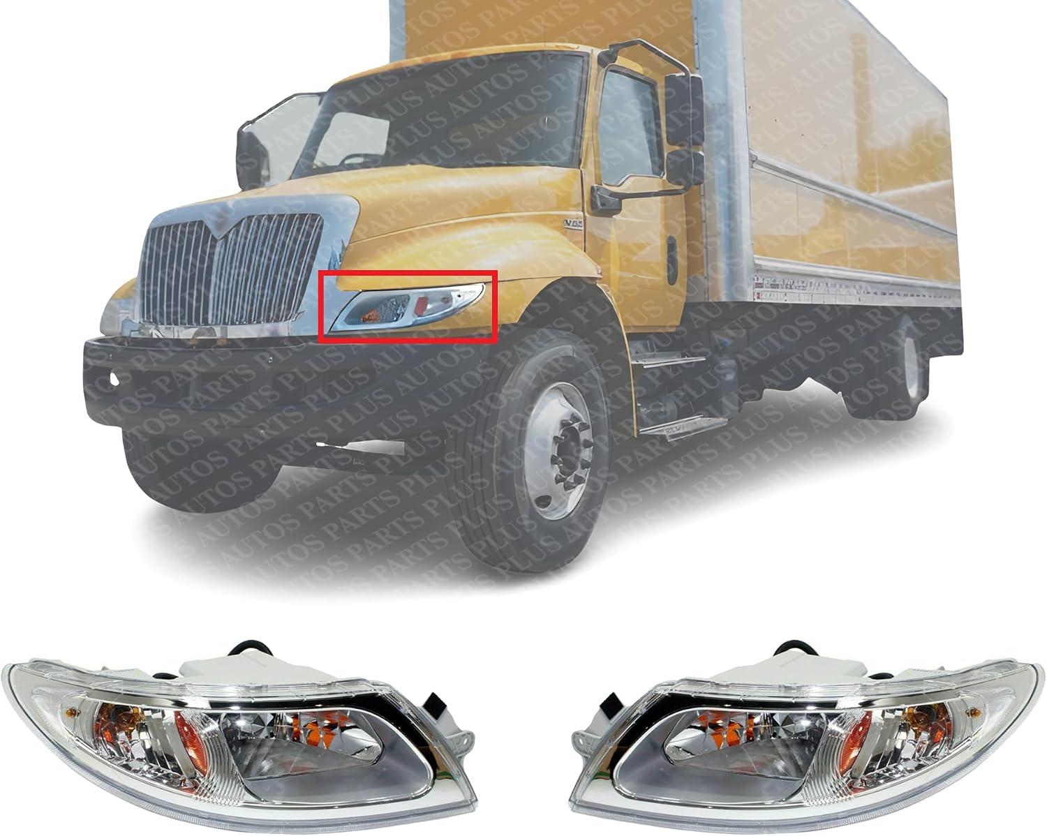 Set Of 2 Front Head Light Assembly Halogen Right Passenger & Left Driver Side Direct Replacement Compatible With 2002-2016 International 4000 Series HD IH2502100 IH2503100 3574387C93