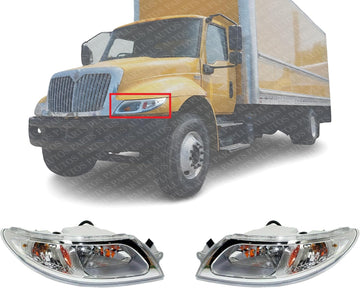 Set Of 2 Front Head Light Assembly Halogen Right Passenger & Left Driver Side Direct Replacement Compatible With 2002-2016 International 4000 Series HD IH2502100 IH2503100 3574387C93