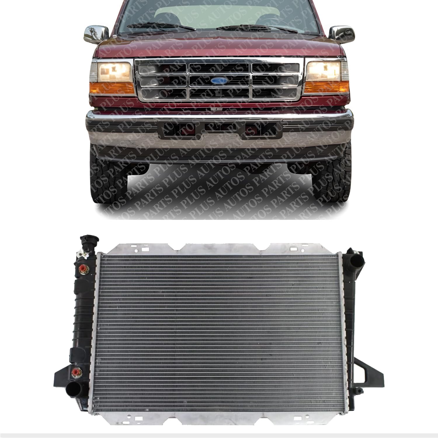 Front Radiator With Heavy Duty Cooling Direct Replacement Compatible With 1985-1997 Ford F-150 FO3010134 F2TZ8005KA
