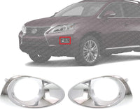 Set Of 2 Front Fog Light Molding Chrome Left Driver & Right Passenger Side Plastic Direct Replacement Compatible With 2013-2015 Lexus RX350 RX450H LX1039105 LX1038105 814810E110
