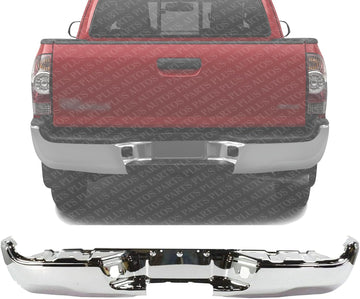 Step Bumper Face Bar Only Chrome Steel Without Sensor Holes Direct Replacement Compatible With 2005-2015 Toyota Tacoma TO1102240 5215104061