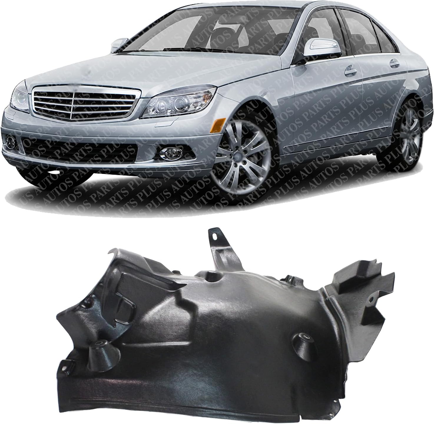 Front Fender Liner Rear Section Left Driver Side Direct Replacement Compatible With 2008-2011 Mercedes Benz C-Class MB1248146 2046904730