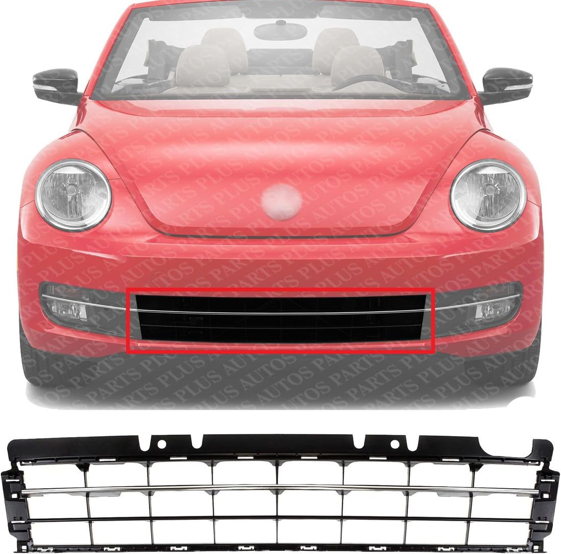 Front Bumper Lower Grille Primed With Chrome Molding Direct Replacement Compatible With 2012-2016 Volkswagen Beetle VW1036127 5C5853671N2ZZ