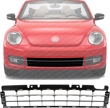 Front Bumper Lower Grille Primed With Chrome Molding Direct Replacement Compatible With 2012-2016 Volkswagen Beetle VW1036127 5C5853671N2ZZ