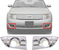 Set of 2 Front Fog Lamp Molding Chrome Left Driver & Right Passenger Side Direct Replacement Compatible With 2008-2009 Ford Taurus FO1038109 FO1039109 8G1Z17E810AA 8G1Z17E811AA