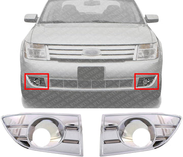 Set of 2 Front Fog Lamp Molding Chrome Left Driver & Right Passenger Side Direct Replacement Compatible With 2008-2009 Ford Taurus FO1038109 FO1039109 8G1Z17E810AA 8G1Z17E811AA