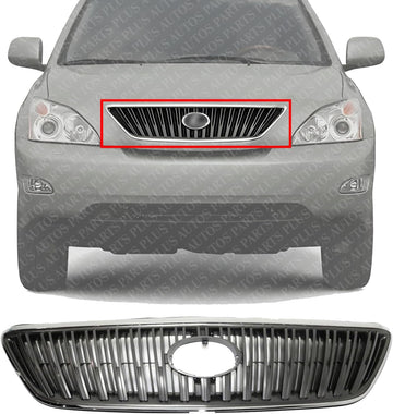 Front Grille Assembly Chrome Shell And Painted Dark Gray Insert Plastic Direct Replacement Compatible With 2004-2006 Lexus RX330 / 2007 RX350 LX1200113 5310148071