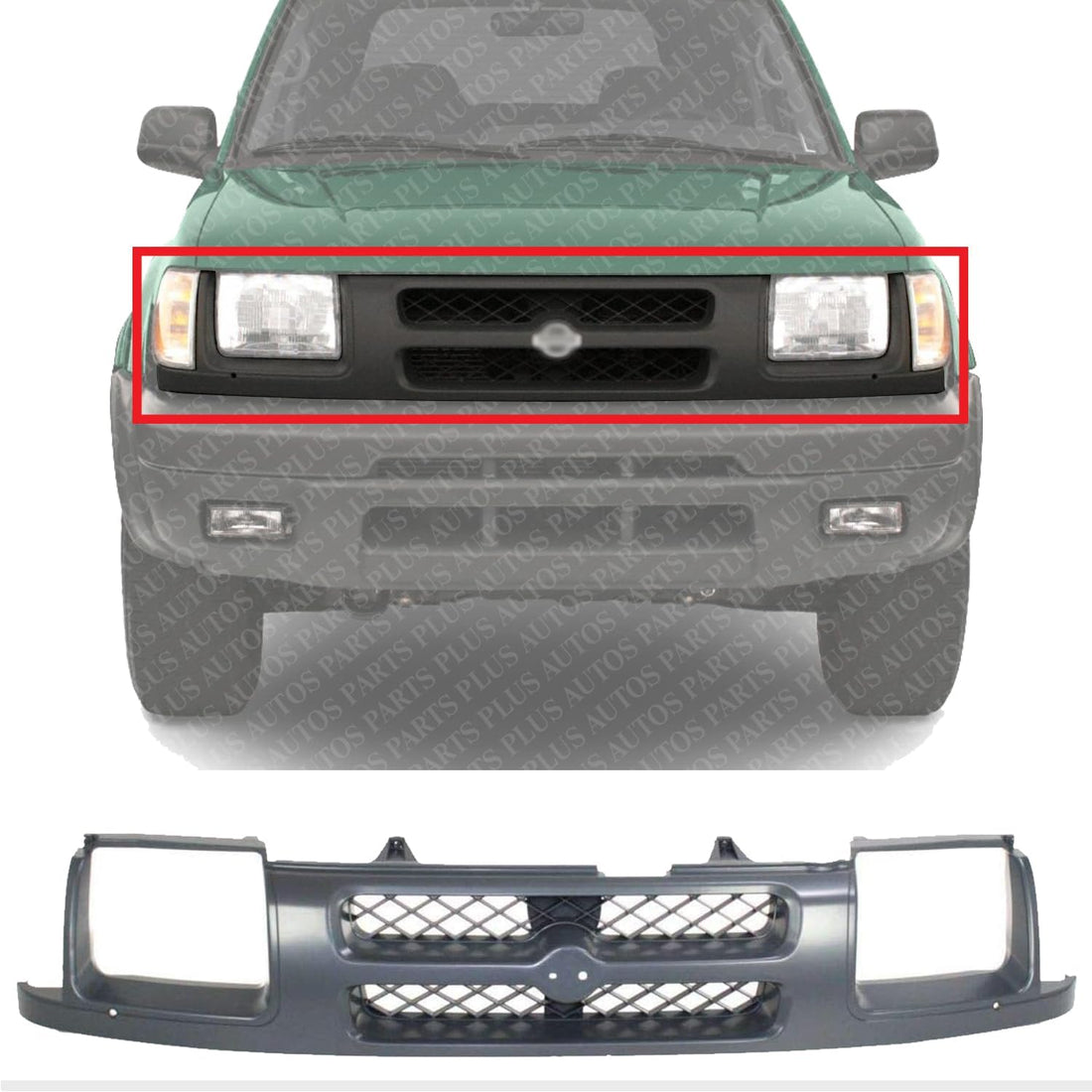 Front Grille Painted Dark Gray Shell and Insert Plastic Direct Replacement Compatible With 2000-2001 Nissan Xterra NI1200195 623107Z000
