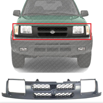 Front Grille Painted Dark Gray Shell and Insert Plastic Direct Replacement Compatible With 2000-2001 Nissan Xterra NI1200195 623107Z000