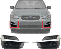 Set Of 2 Front Fog Light Cover Textured With Painted Silver Molding Plastic Left Driver & Right Passenger Side Direct Replacement Compatible With 2015-2016 Subaru Impreza