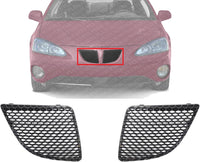 Set Of 2 Front Grille Plastic Textured Shell & Insert Left Driver & Right Passenger Side Direct Replacement Compatible With 2004-2008 Pontiac Grand Prix GM1200522 GM1200521
