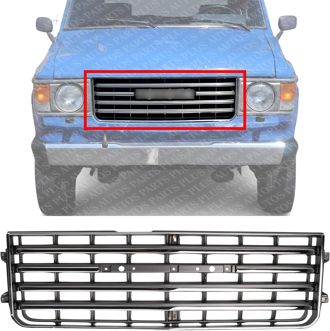 Front Grille Chrome Shell With Primed Insert Plastic Direct Replacement Compatible With 1981-1987 Toyota Land Cruiser TO1200231 5311190A01