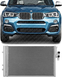 Front AC Condenser Aluminum Core Direct Replacement Compatible With 2015-2018 BMW X4 / 2011-2017 X3 BM3030131 64539216143