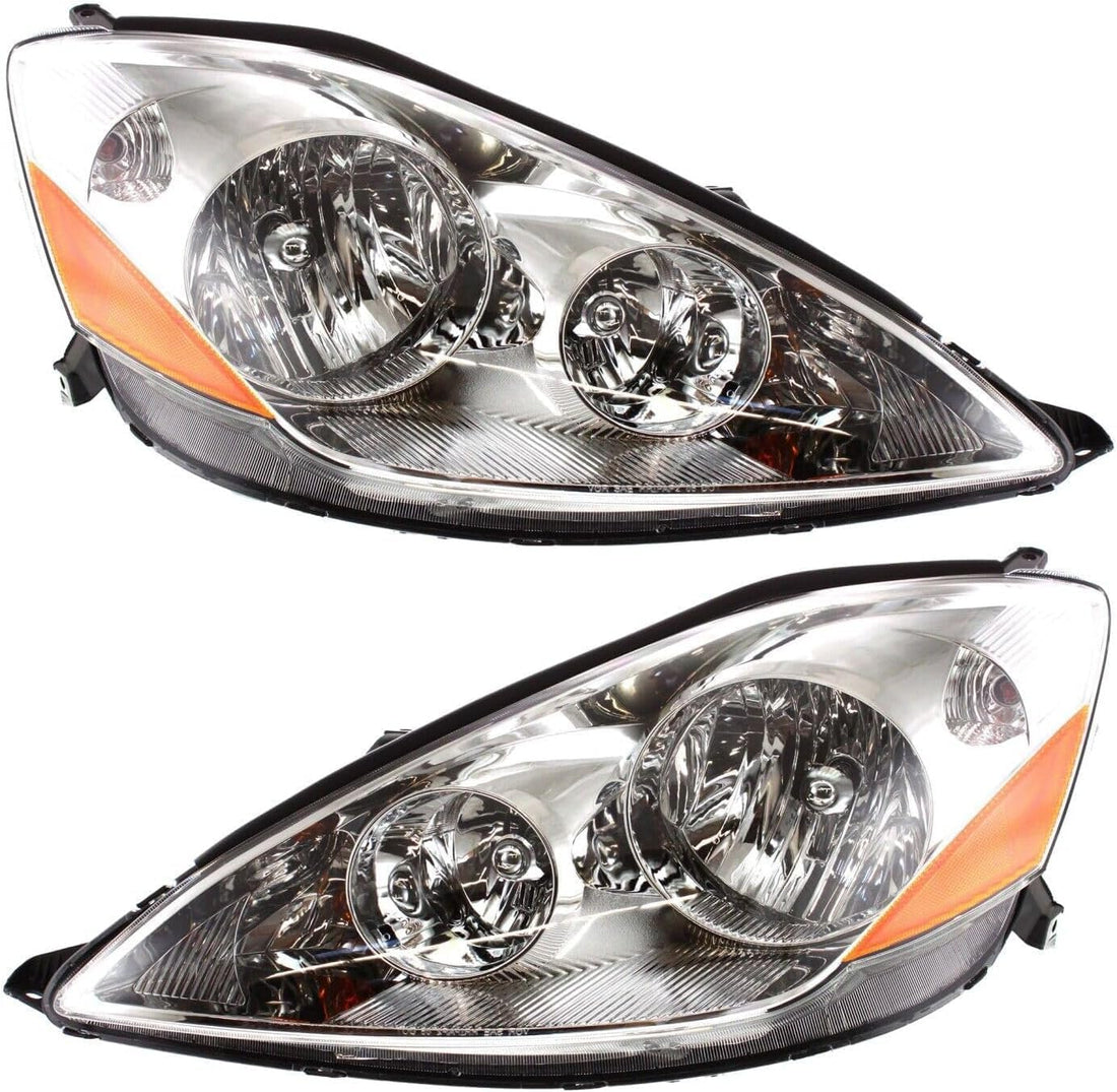 Set Of 2 Front Head Lights Assembly Halogen Right Passenger & Left Driver Side Direct Replacement Compatible With 2006-2010 Toyota Sienna TO2502172 TO2503172 81150AE030 81110AE030