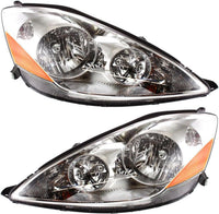 Set Of 2 Front Head Lights Assembly Halogen Right Passenger & Left Driver Side Direct Replacement Compatible With 2006-2010 Toyota Sienna TO2502172 TO2503172 81150AE030 81110AE030