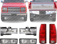 Front Head Lights Composite Assembly + Signal + Tail Lamps Right & Left Side Direct Replacement Compatible With Chevrolet & GMC C/K-Series 1994-1999 GM2521128 GM2520128 GM2502101