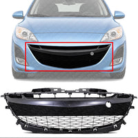 Front Bumper Grille Gray Plastic Direct Replacement Compatible With 2010-2011 Mazda 3 MA1036114 BBN2501T0K