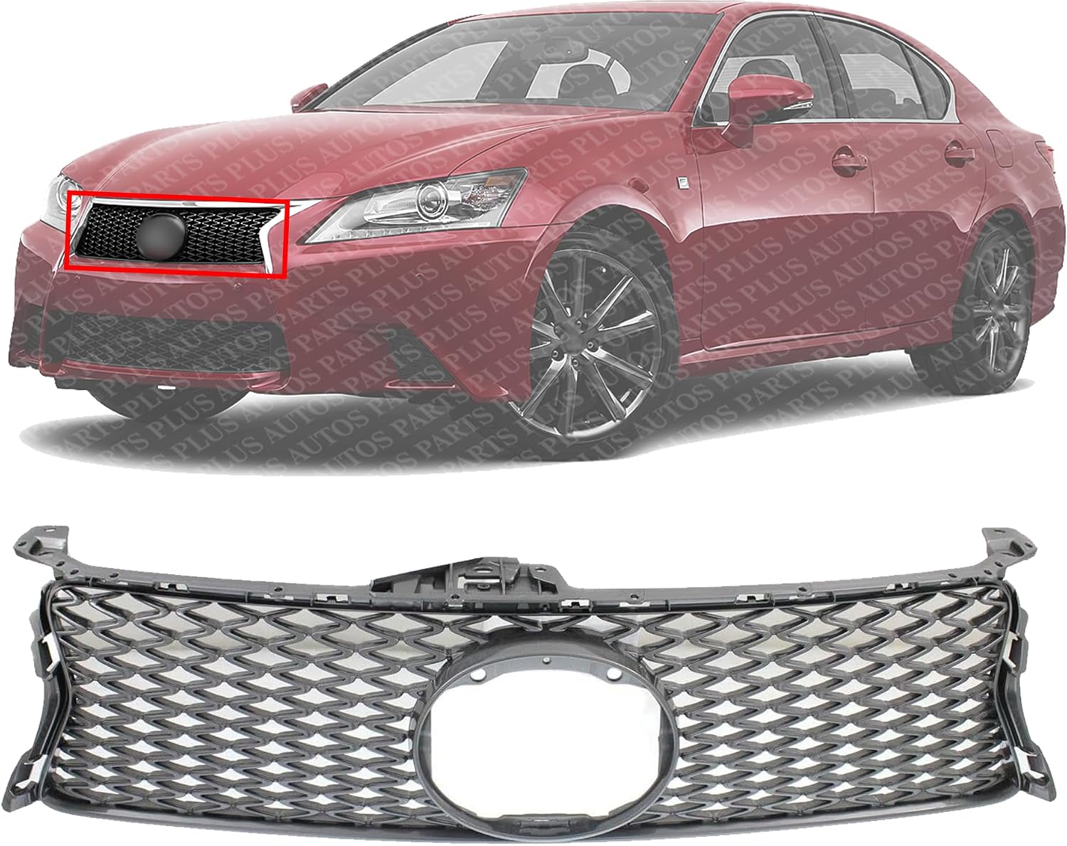 Front Grille Assembly Gray Shell And Insert Plastic Direct Replacement Compatible With 2013-2015 Lexus GS350 / 2015 Lexus GS450h LX1200142 5311130E00
