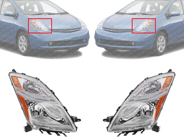 Set Of 2 Front Headlight Lens And Housing Right Passenger & Left Driver Side Direct Replacement Compatible With 2006-2009 Toyota Prius TO2518110 TO2519110 8117047160 8113047160
