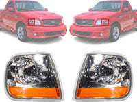 Set Of 2 Front Corner Light Lens And Housing Right Passenger & Left Driver Side Direct Replacement Compatible With 1997-2004 Ford F-150/1997-1999 F-250 FO2520170 FO2521170