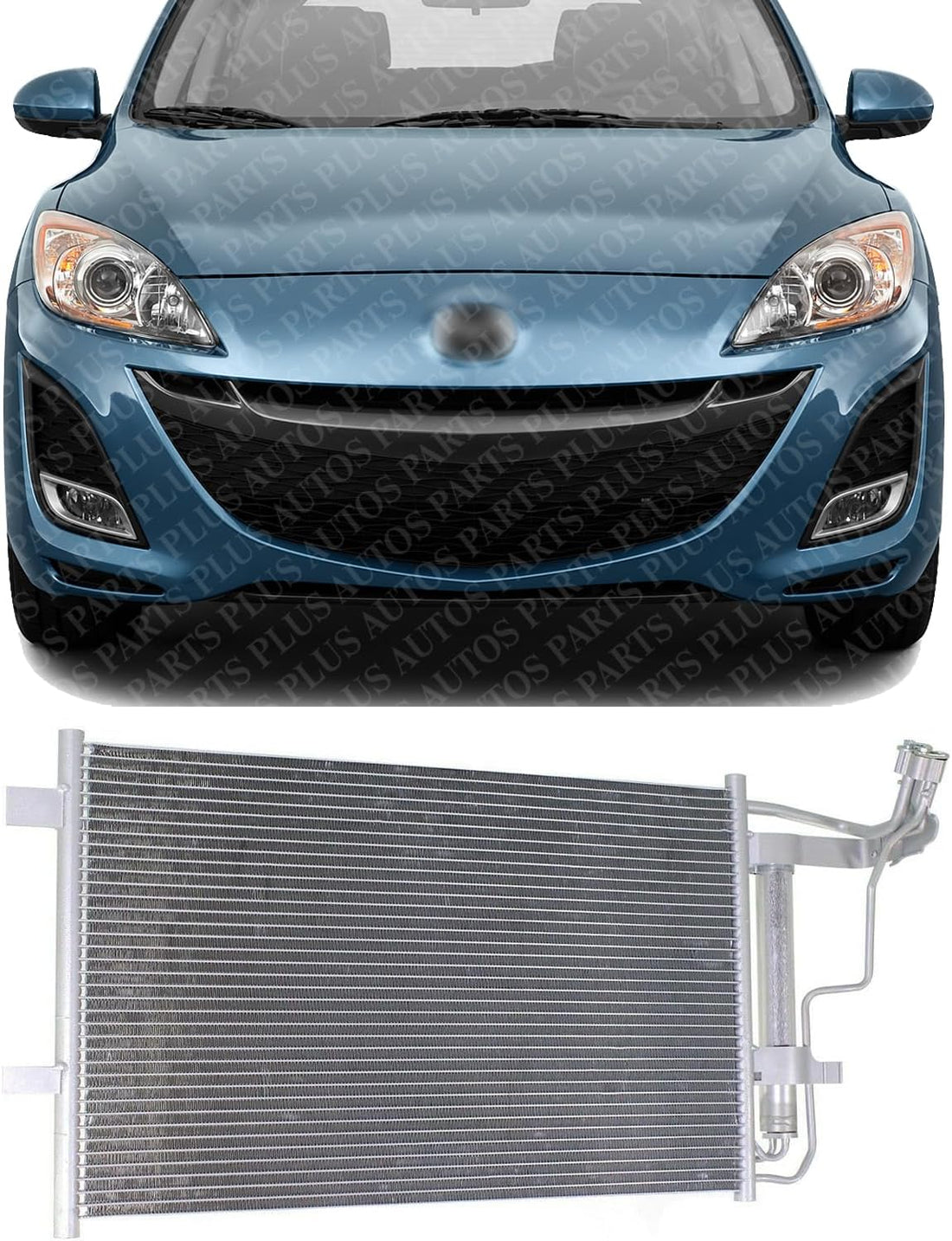 Front A/C Condenser Aluminum Core Direct Replacement Compatible With 2010-2013 Mazda 3 MA3030156 BBP261480C