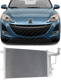 Front A/C Condenser Aluminum Core Direct Replacement Compatible With 2010-2013 Mazda 3 MA3030156 BBP261480C