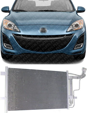 Front A/C Condenser Aluminum Core Direct Replacement Compatible With 2010-2013 Mazda 3 MA3030156 BBP261480C