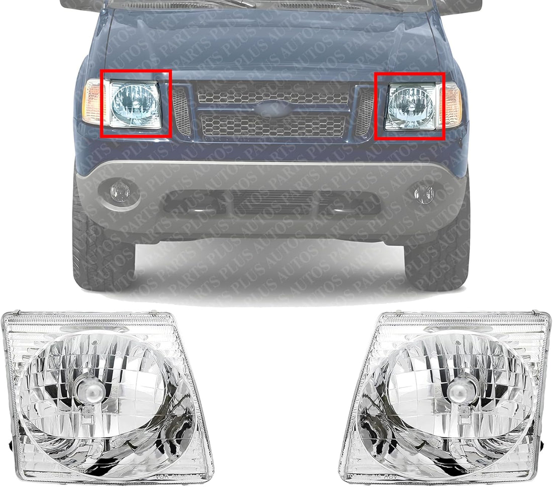 Set Of 2 Front Head Light Assembly Left Driver & Right Passenger Side Direct Replacement Compatible With 2001-2005 Ford Explorer Sport FO2502170 FO2503170 1L5Z13008BA 1L5Z13008AA