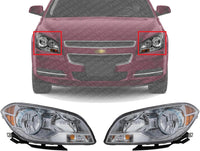 Set Of 2 Front Head Light Composite Assembly Plastic Left Driver & Right Passenger Side Direct Replacement Compatible With 2008-2012 Chevrolet Malibu GM2502307 GM2503307