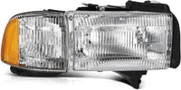 Set Of 2 Front Head Light Assembly Left Driver & Right Passenger Side Direct Replacement Compatible With 1994-2002 Dodge Ram 1500 2500 3500 CH2503101 CH2502101