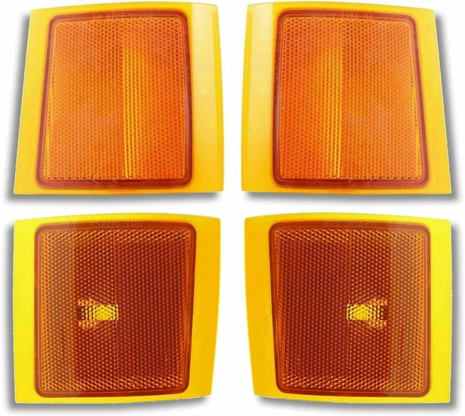 Front Grille Chrome Shell And Insert Plastic + Signals & Headlights + Side Reflector and Marker Lamps Right & Left Side Direct Replacement Compatible With Chevrolet C/K Series 1994-00