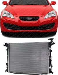 Front Radiator Aluminum Core Direct Replacement Compatible With 2013-2016 Hyundai Genesis Coupe HY3010181 253102M600