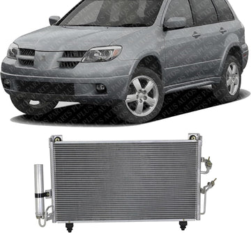 Front A/C Condenser Aluminum Core Direct Replacement Compatible With 2003-2006 Mitsubishi Outlander MI3030162 MR958462