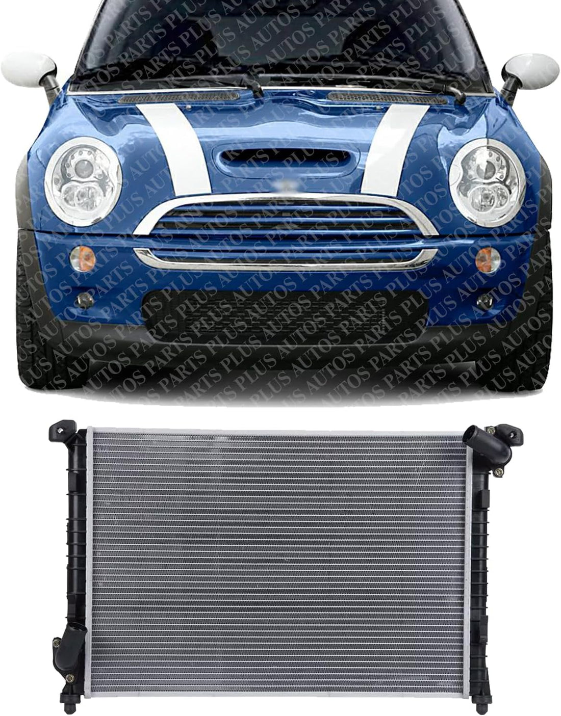 Front Radiator Aluminum Core Direct Replacement Compatible With 2002-2008 Mini Cooper MC3010102 17117570489