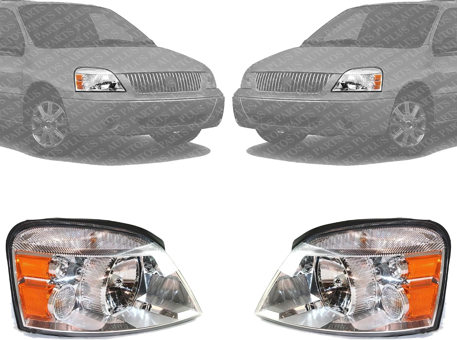 Set Of 2 Front Headlight Assembly Halogen Right Passenger & Left Driver Side Direct Replacement Compatible With 2004-2007 Ford Freestar/Mercury Monterey FO2502203 FO2503203