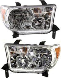 Set OF 2 Front Head Light Assembly Left Driver & Right Passenger Side Direct Replacement Compatible With 2008-2017 Toyota Sequoia / 2007-2013 Tundra TO2503171 TO2502171
