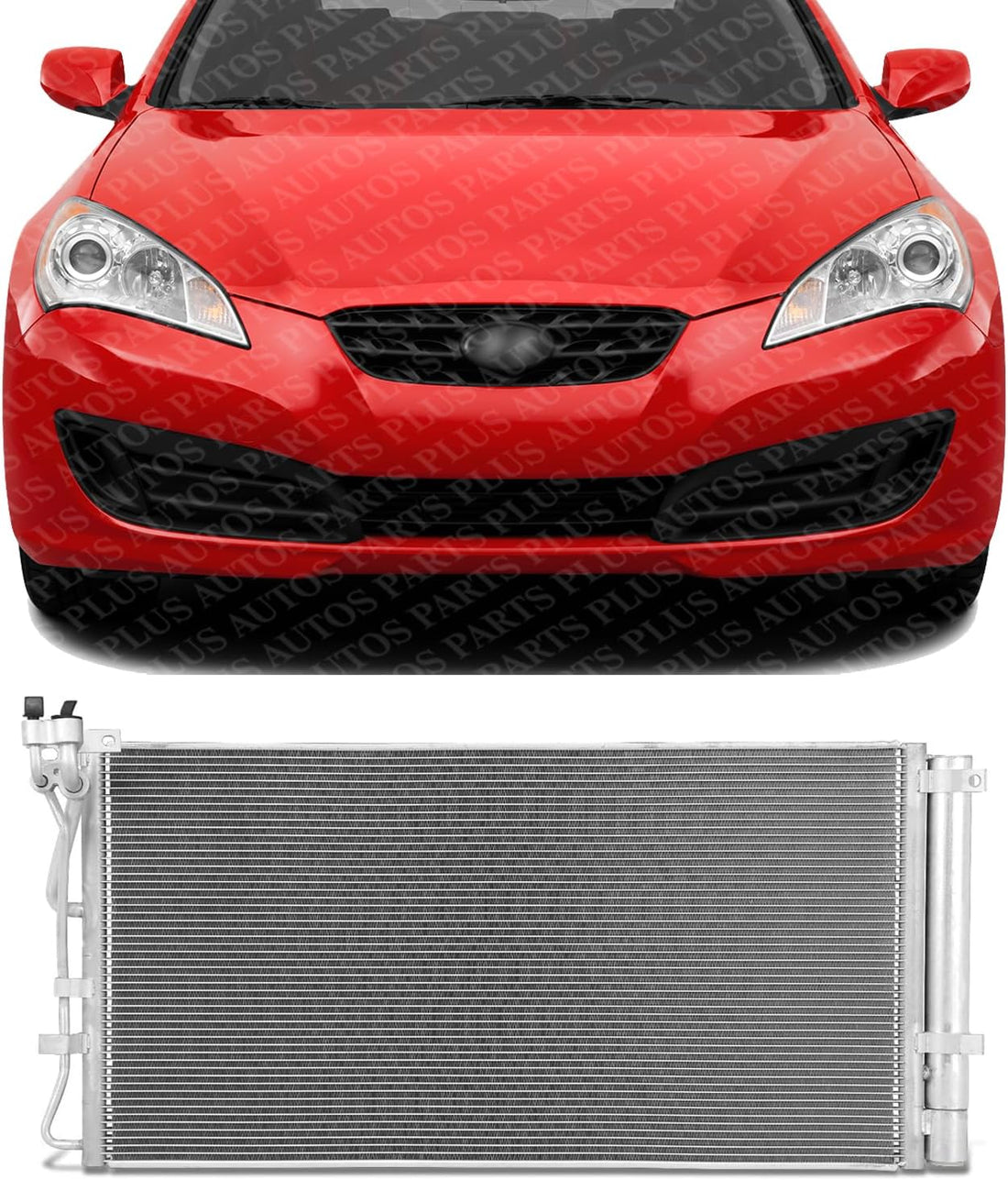 Front A/C Condenser Aluminum Core Direct Replacement Compatible With 2010-2012 Hyundai Genesis Coupe HY3030145 976062M100