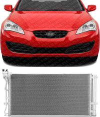 Front A/C Condenser Aluminum Core Direct Replacement Compatible With 2010-2012 Hyundai Genesis Coupe HY3030145 976062M100