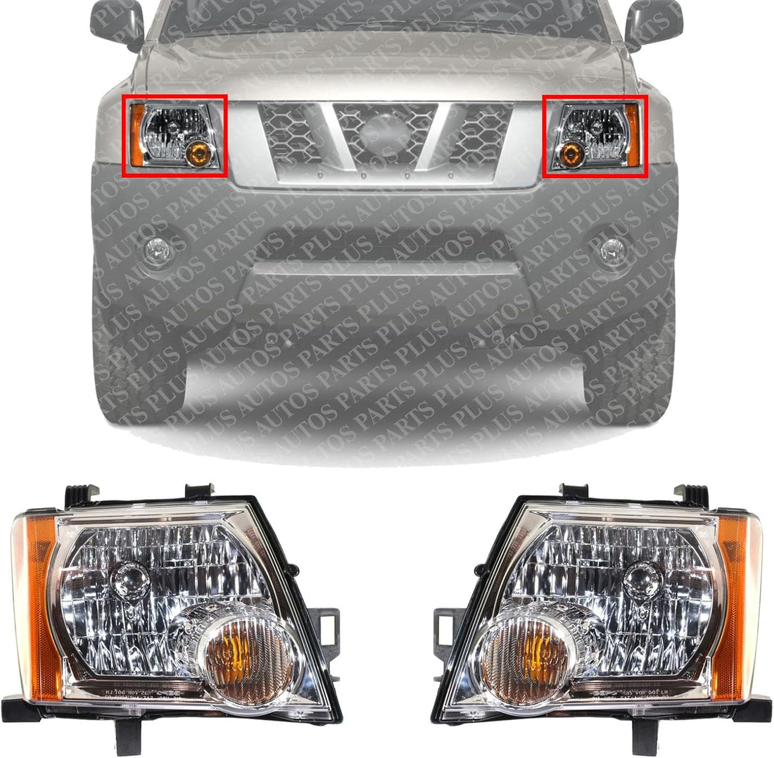Set Of 2 Front Head Light Assembly Left Driver & Right Passenger Side Direct Replacement Compatible With 2005-2015 Nissan Xterra NI2502161 NI2503161 26060EA025 26010EA025