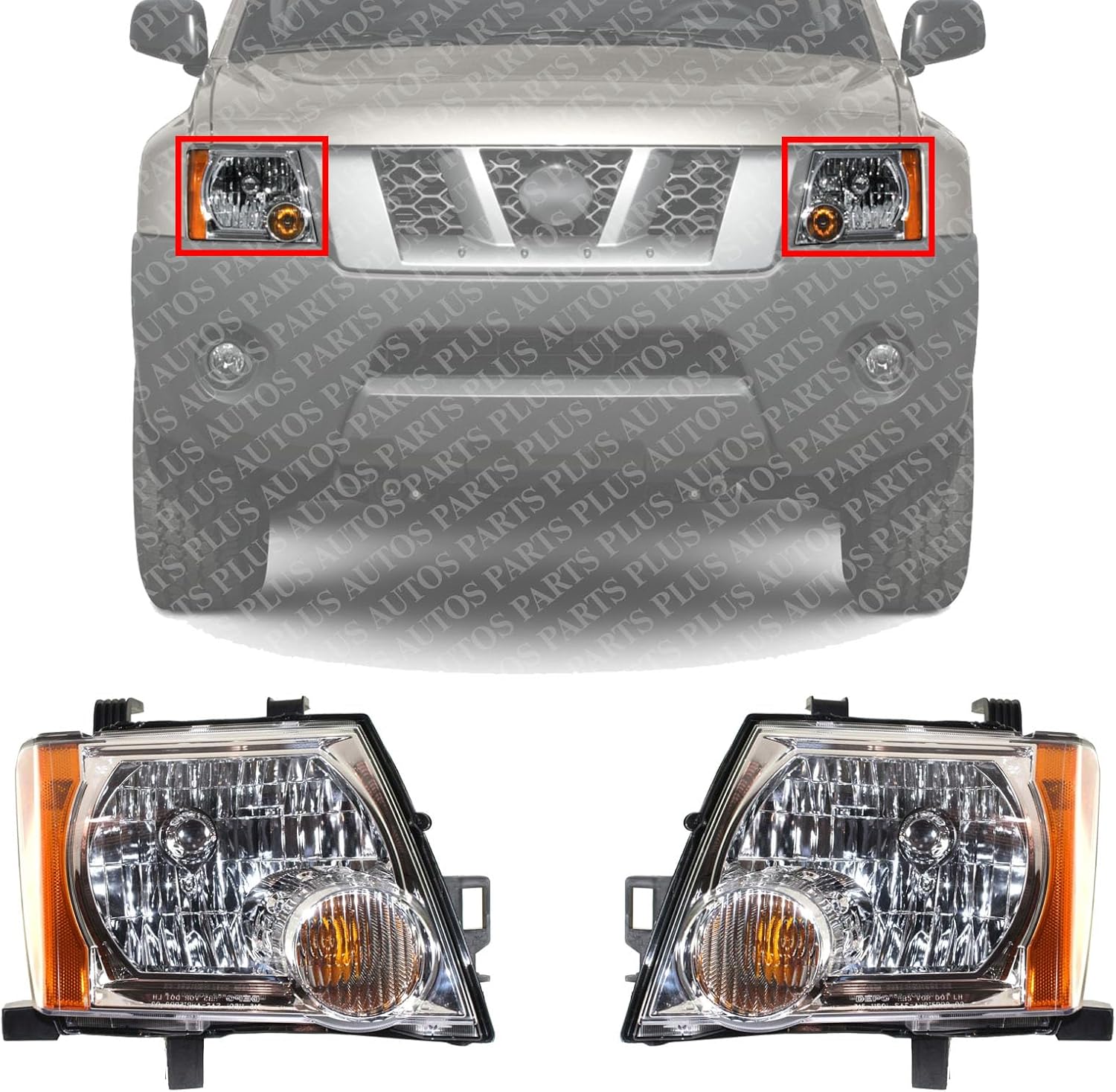 Set Of 2 Front Head Light Assembly Left Driver & Right Passenger Side Direct Replacement Compatible With 2005-2015 Nissan Xterra NI2502161 NI2503161 26060EA025 26010EA025