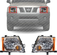 Set Of 2 Front Head Light Assembly Left Driver & Right Passenger Side Direct Replacement Compatible With 2005-2015 Nissan Xterra NI2502161 NI2503161 26060EA025 26010EA025