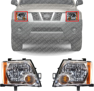 Set Of 2 Front Head Light Assembly Left Driver & Right Passenger Side Direct Replacement Compatible With 2005-2015 Nissan Xterra NI2502161 NI2503161 26060EA025 26010EA025
