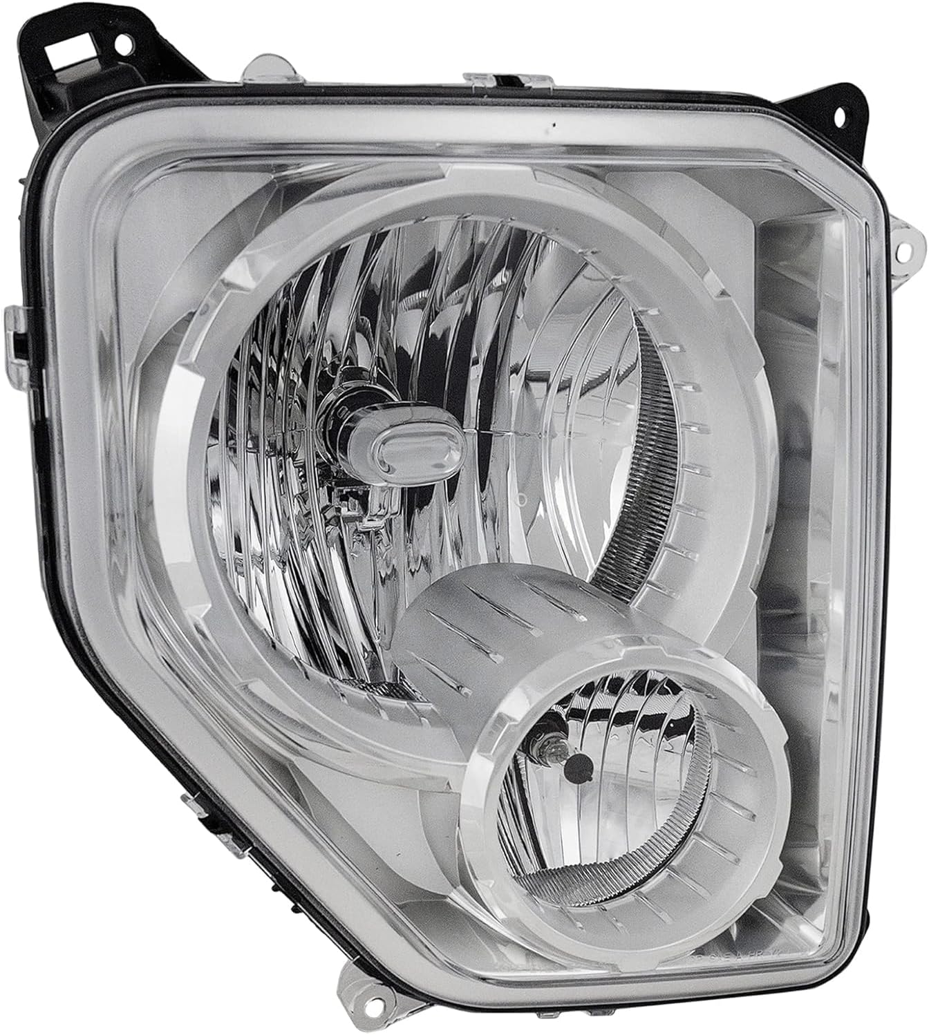 Set Of 2 Front Head Light Assembly Chrome Interior Left Driver & Right Passenger Side Direct Replacement Compatible With 2008-2012 Jeep Liberty CH2502196 CH2503196 55157339AE