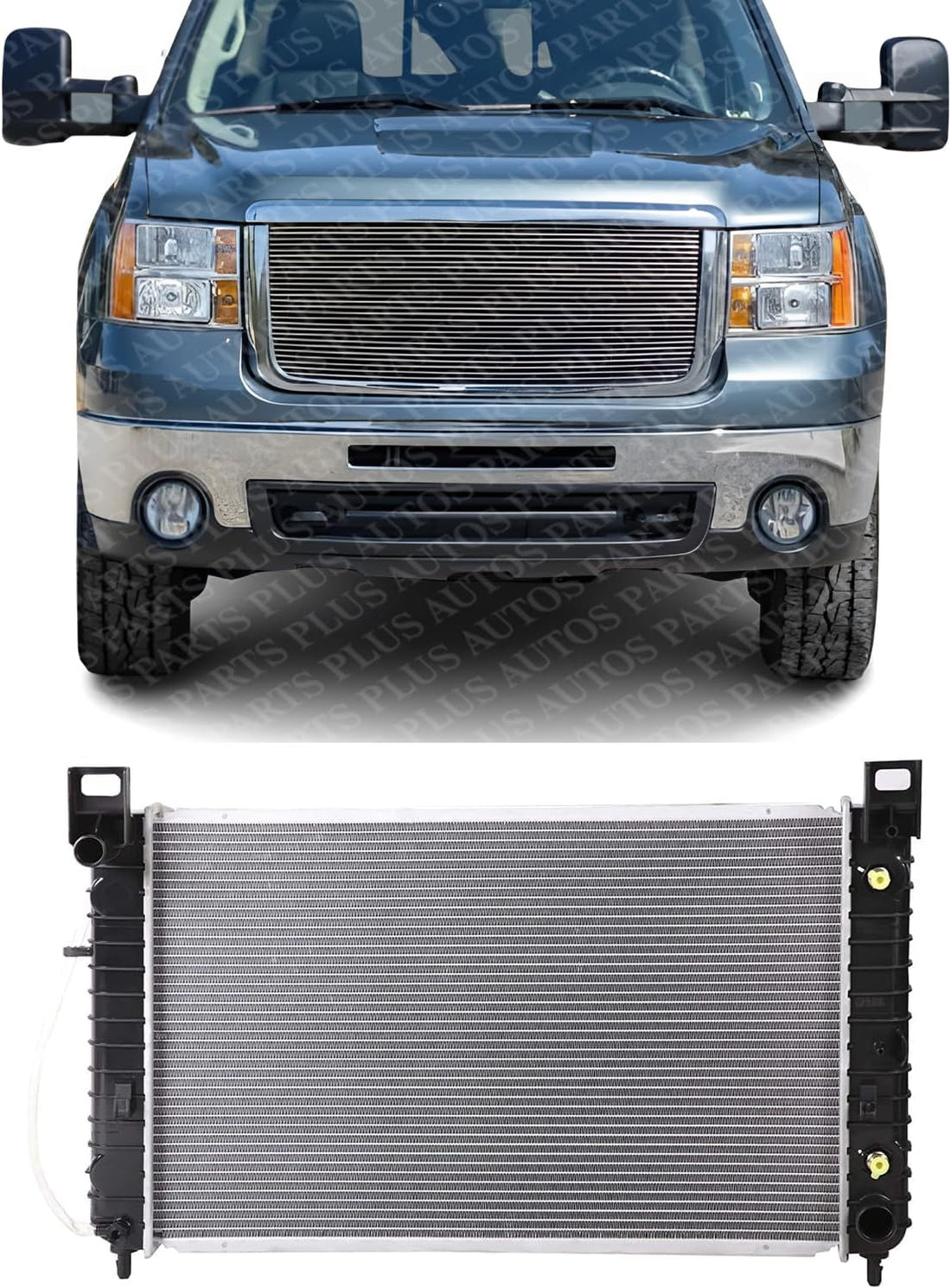 Front Radiator Aluminum Core Direct Replacement Compatible With 2002-2005 Cadillac Escalade / 2005-2013 Chevrolet Silverado/Sierra 1500/2011-2014 Cadillac Escalade GM3010275