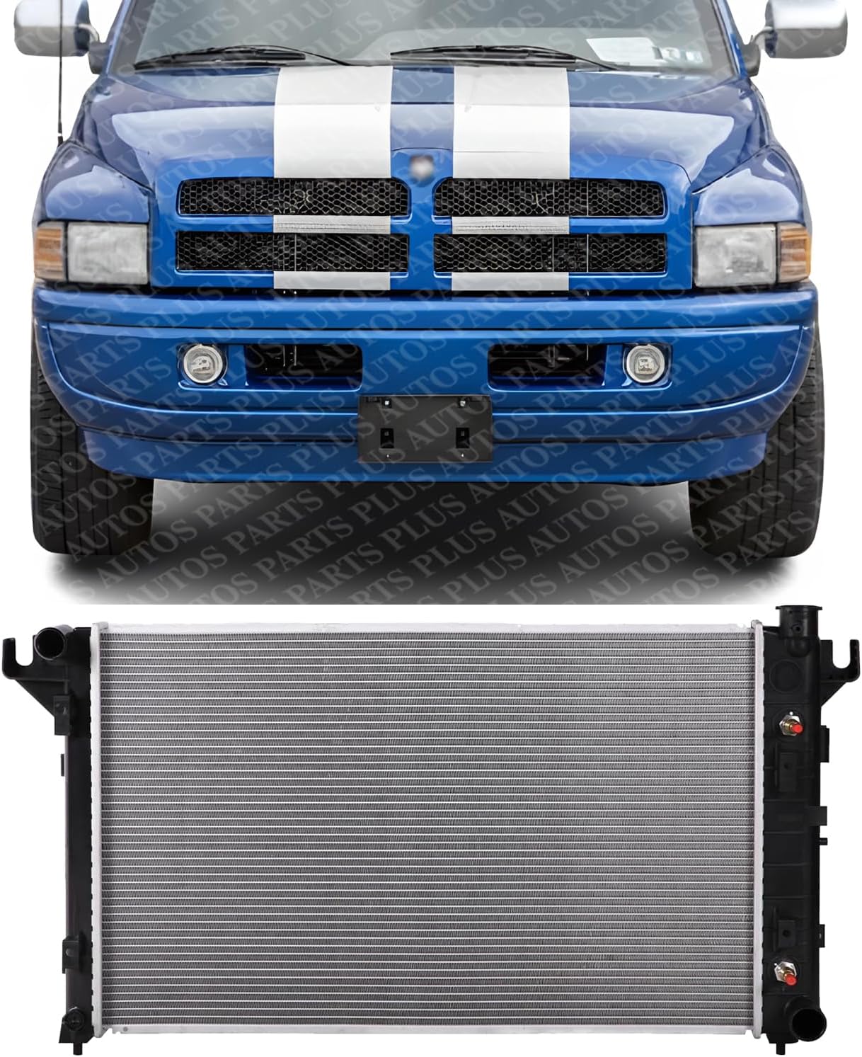 Front Radiator Aluminum Core Direct Replacement Compatible With 1998-2002 Dodge Ram 1500 2500 3500 CH3010151 52029189AD