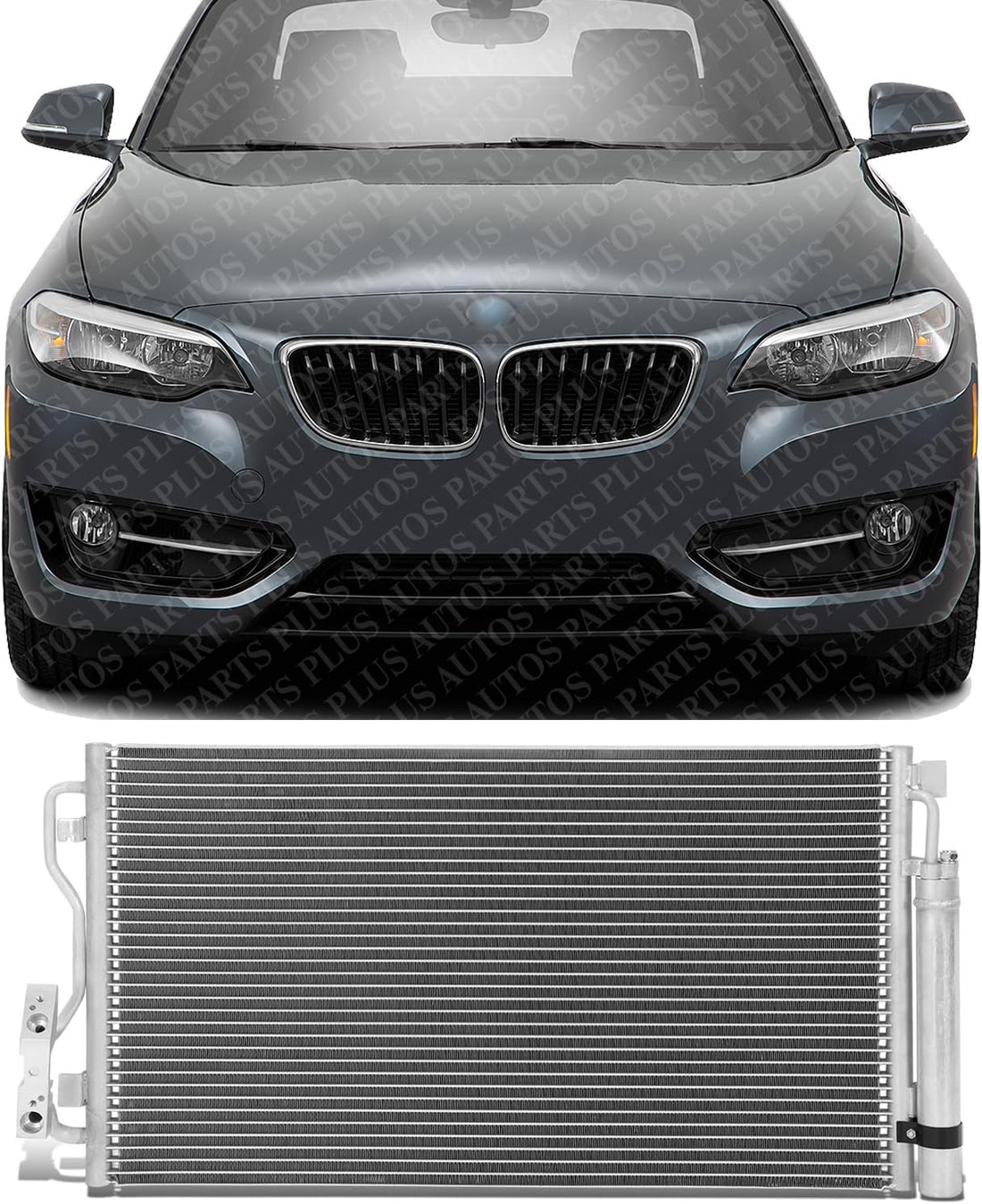 Front A/C Condenser Aluminum Core Direct Replacement Compatible With 2014-2017 BMW 2-Series / 2012-2018 3-Series / 2014-2021 i-Series BM3030133 64506804722