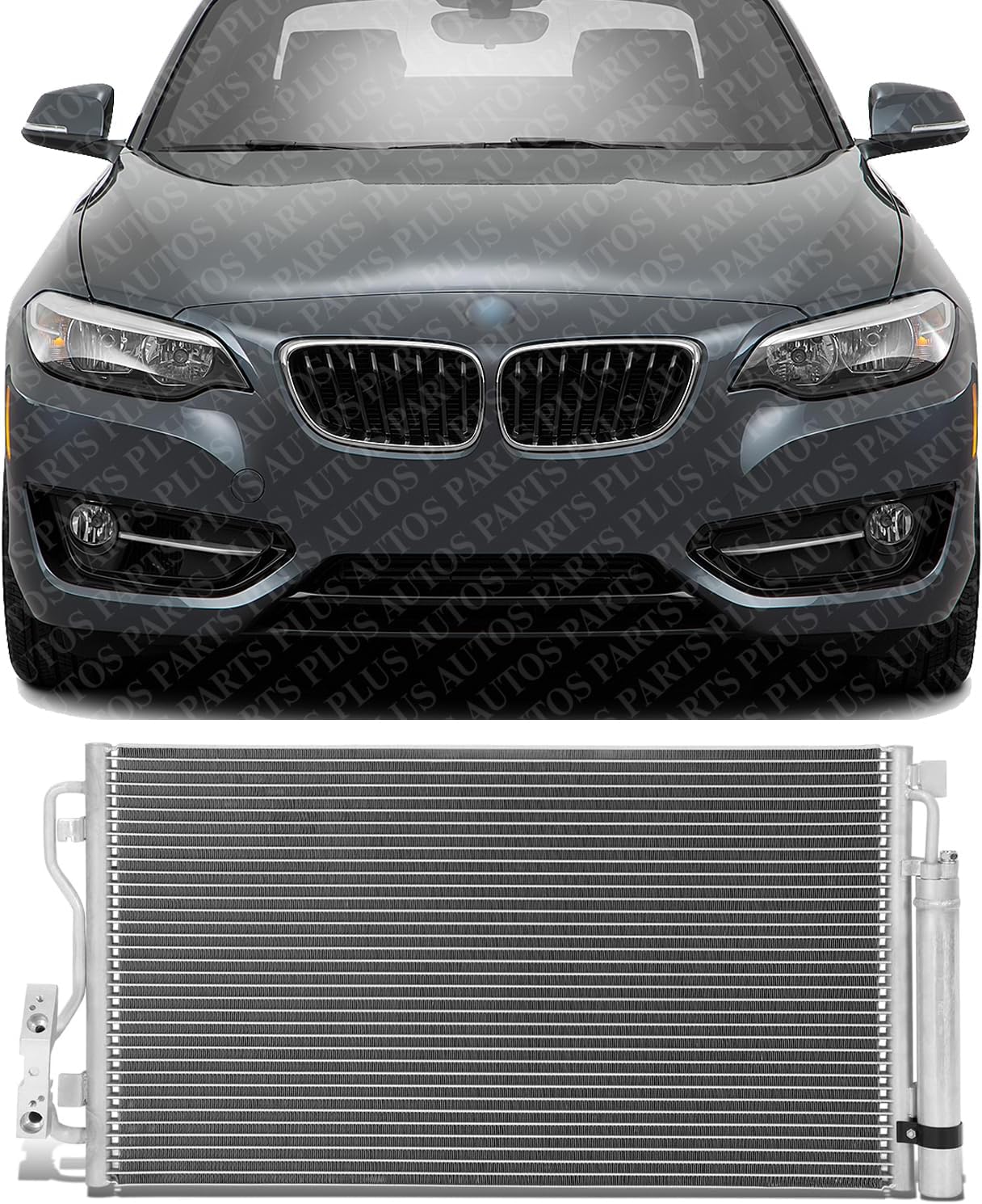 Front A/C Condenser Aluminum Core Direct Replacement Compatible With 2014-2017 BMW 2-Series / 2012-2018 3-Series / 2014-2021 i-Series BM3030133 64506804722