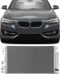 Front A/C Condenser Aluminum Core Direct Replacement Compatible With 2014-2017 BMW 2-Series / 2012-2018 3-Series / 2014-2021 i-Series BM3030133 64506804722