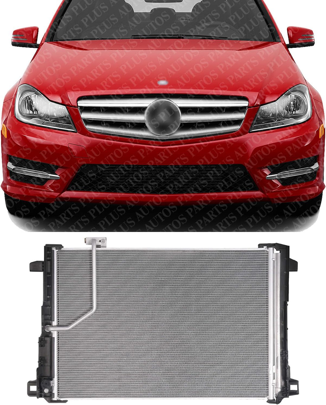 Front A/C Condenser Aluminum Core Direct Replacement Compatible With 2008-2015 Mercedes Benz C-Class / 2010-2017 E-Class MB3030151 2045000654