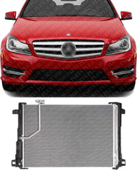 Front A/C Condenser Aluminum Core Direct Replacement Compatible With 2008-2015 Mercedes Benz C-Class / 2010-2017 E-Class MB3030151 2045000654